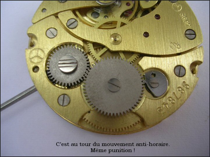 Démontage du mouvement anti-horaire.